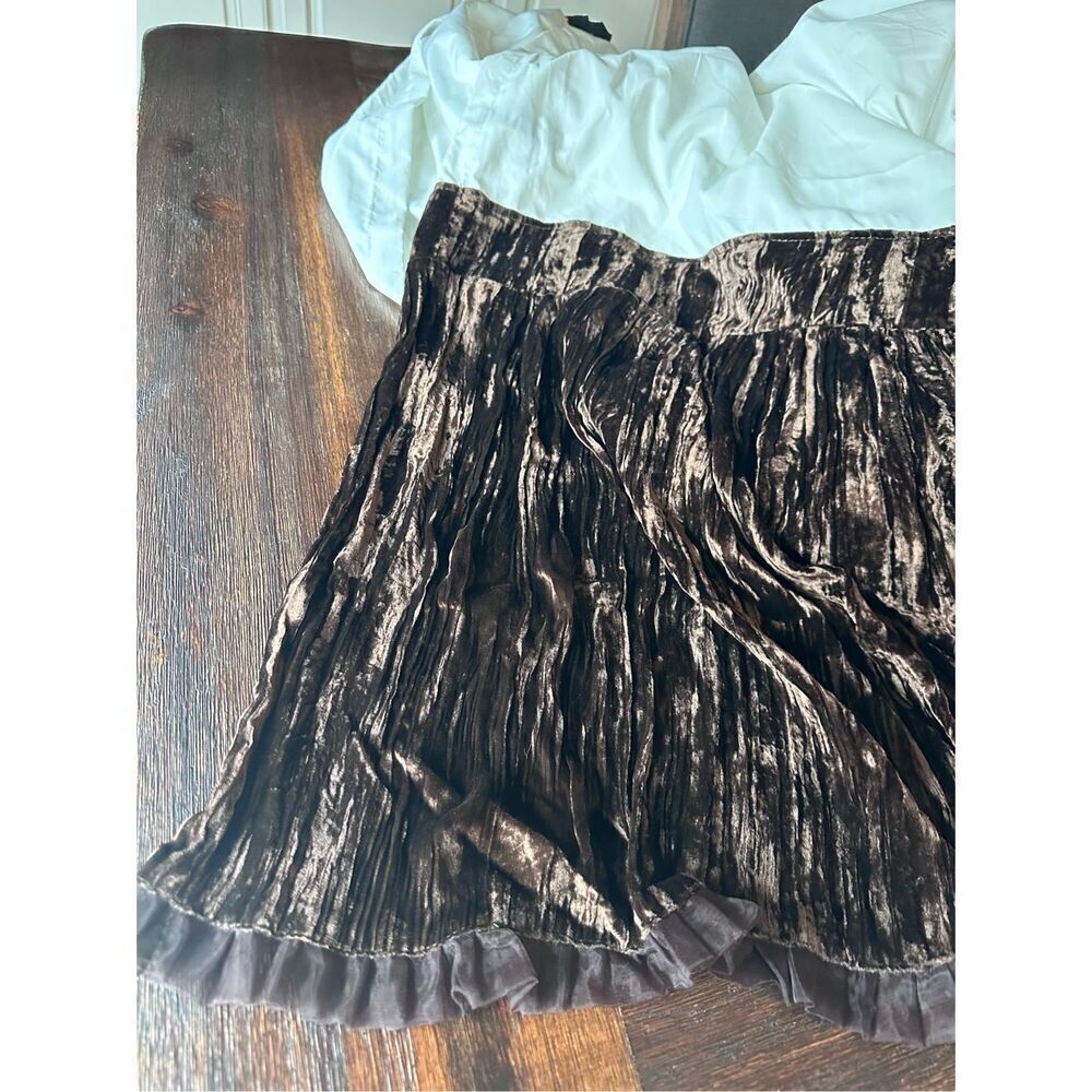 Bella Rose King size crushed velvet bed skirt in rich brown